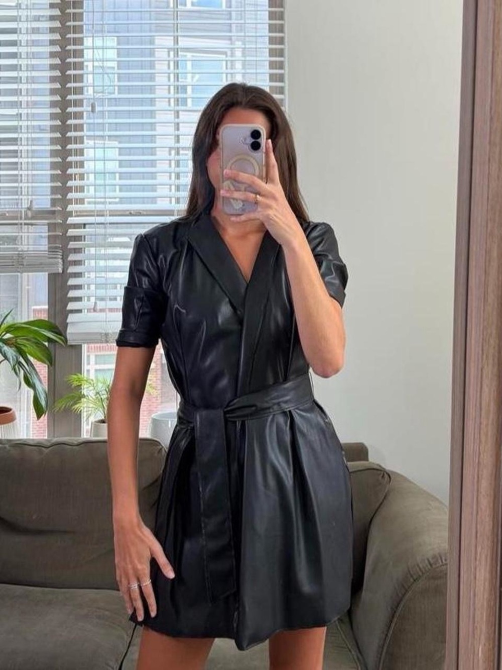 Bailey 44 Robin Vegan Leather black Mini Trench Dress